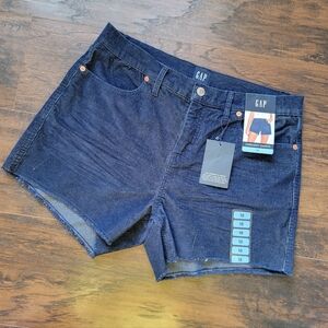 NWT Gap preppy grunge navy bkue corduroy jean cut off shorts high waist frayed